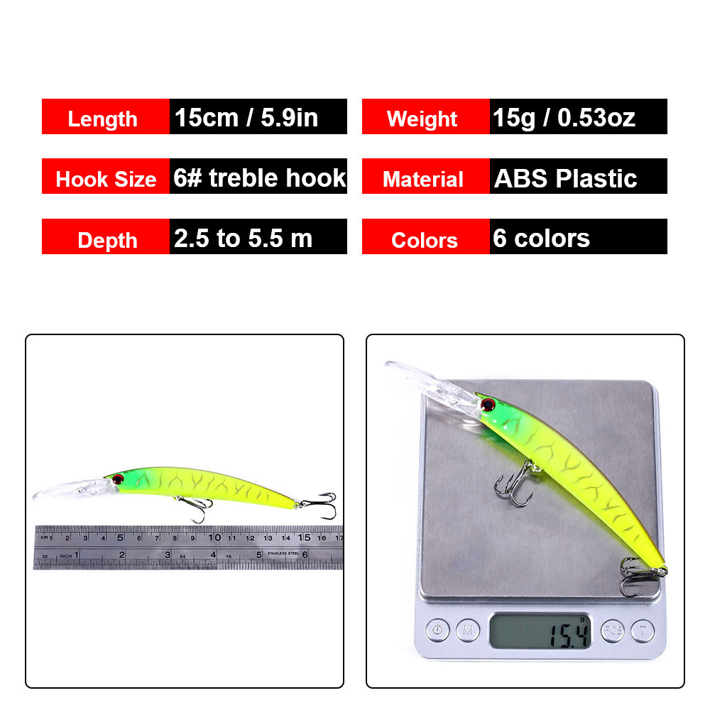 1 PZ 15 cm 15g Immersione Prof - Fishing Lure Crankbait recensione e prezzo