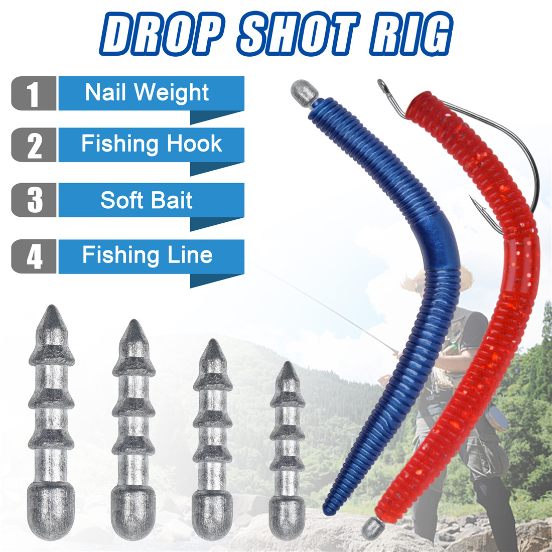 60 pz pesi per unghie Worm Fis - Fishing Lure Accessories recensione e prezzo